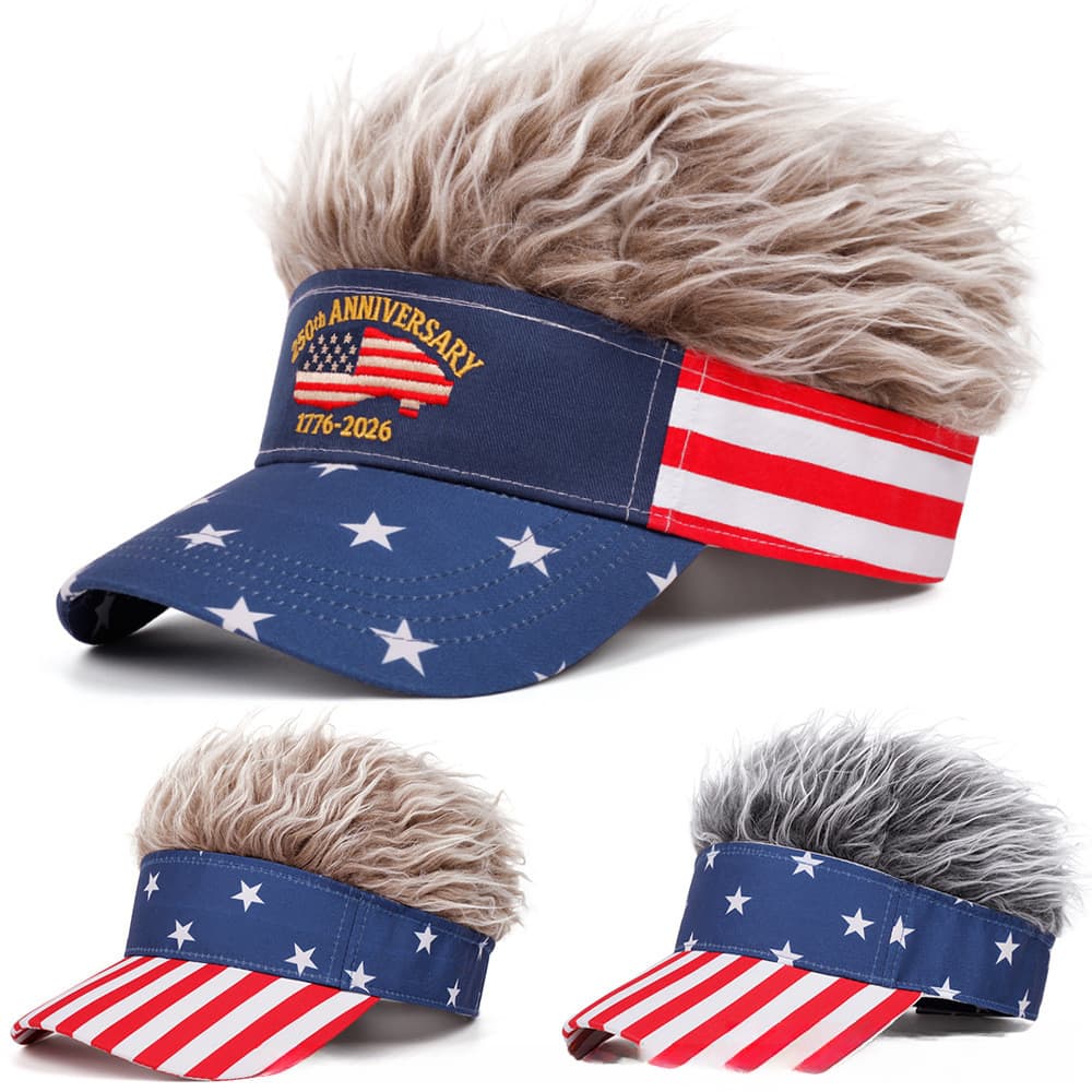 [Estoque pronto] Bandeira americana estrela listra cor combinando peruca um chapéu de beisebol masculino feminino chapéu