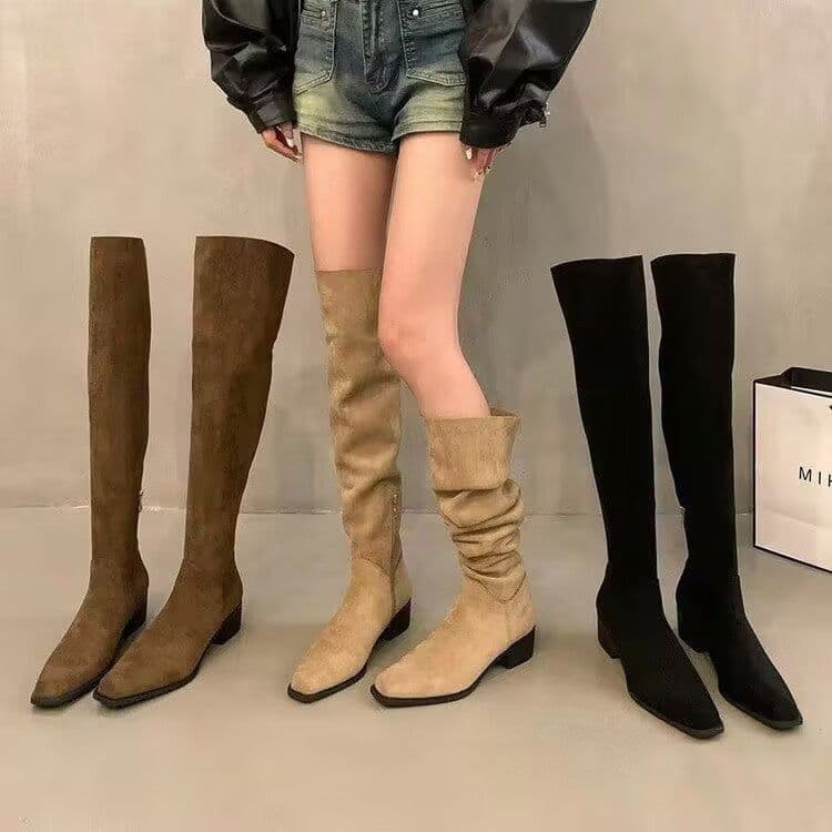 Botas acima do joelho novo estilo primavera outono pilha cavaleiros podem usar duas botas Melade