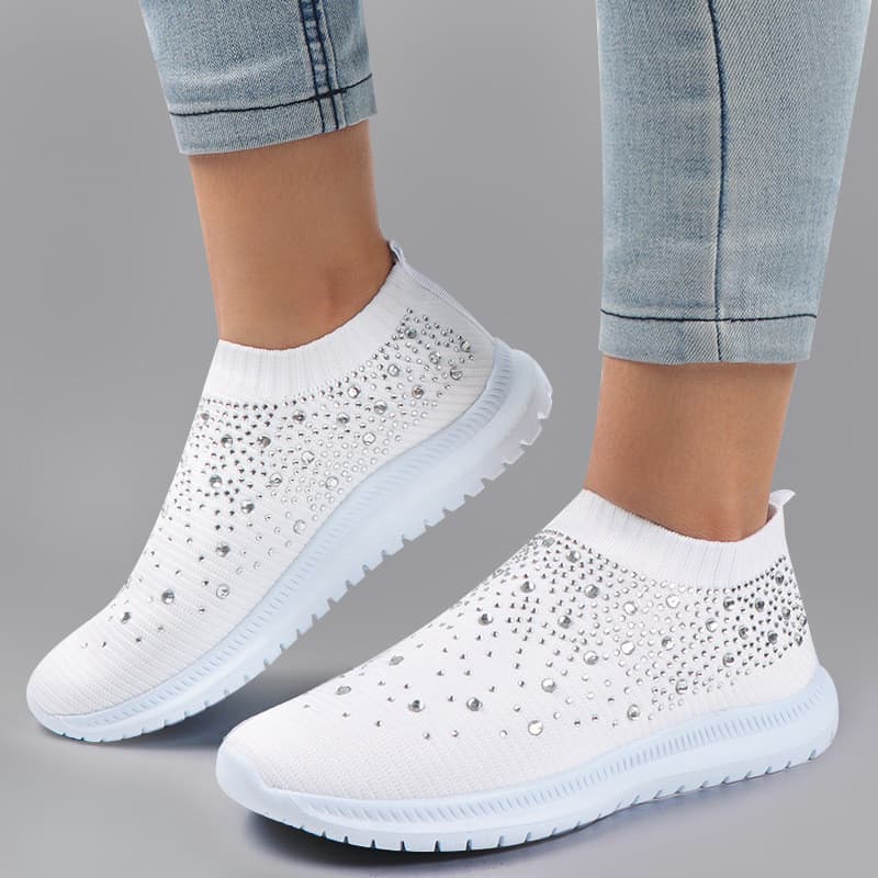 2026 novo estilo tamanho grande strass meias elásticas sapatos casuais das mulheres dos homens sapatos esportivos MD sol