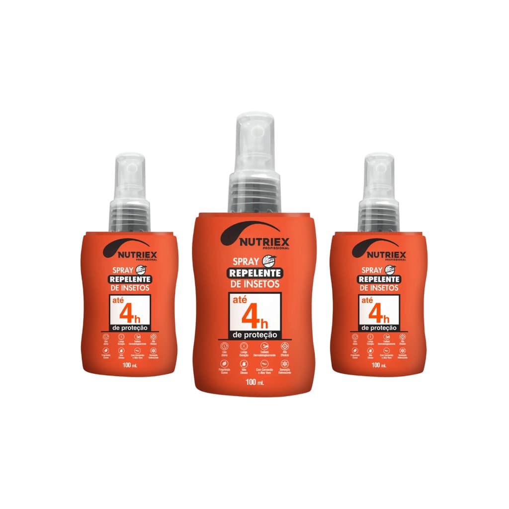 Kit 3 Spray Repelente de Insetos Profissional 4 horas 100ml Nutriex