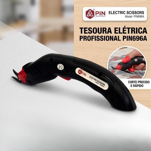 Tesoura Elétrica a Bateria Pin Para Tecidos Leves E Pesados Costura Ateliê Profissional