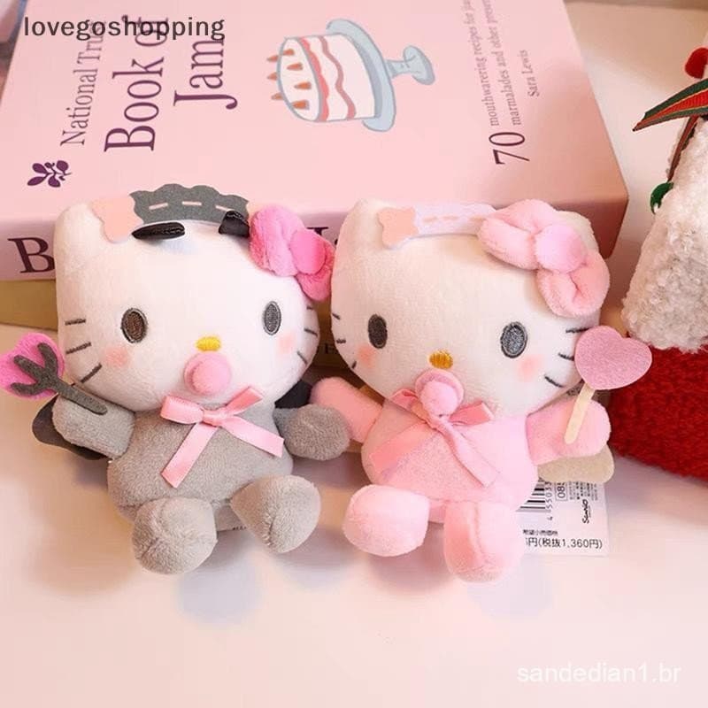 Chaveiro de Pelúcia Sanrio Hello Kitty, Boneca Macia Kuromi Melody com Chupeta de Anjo e Diabo DDOW