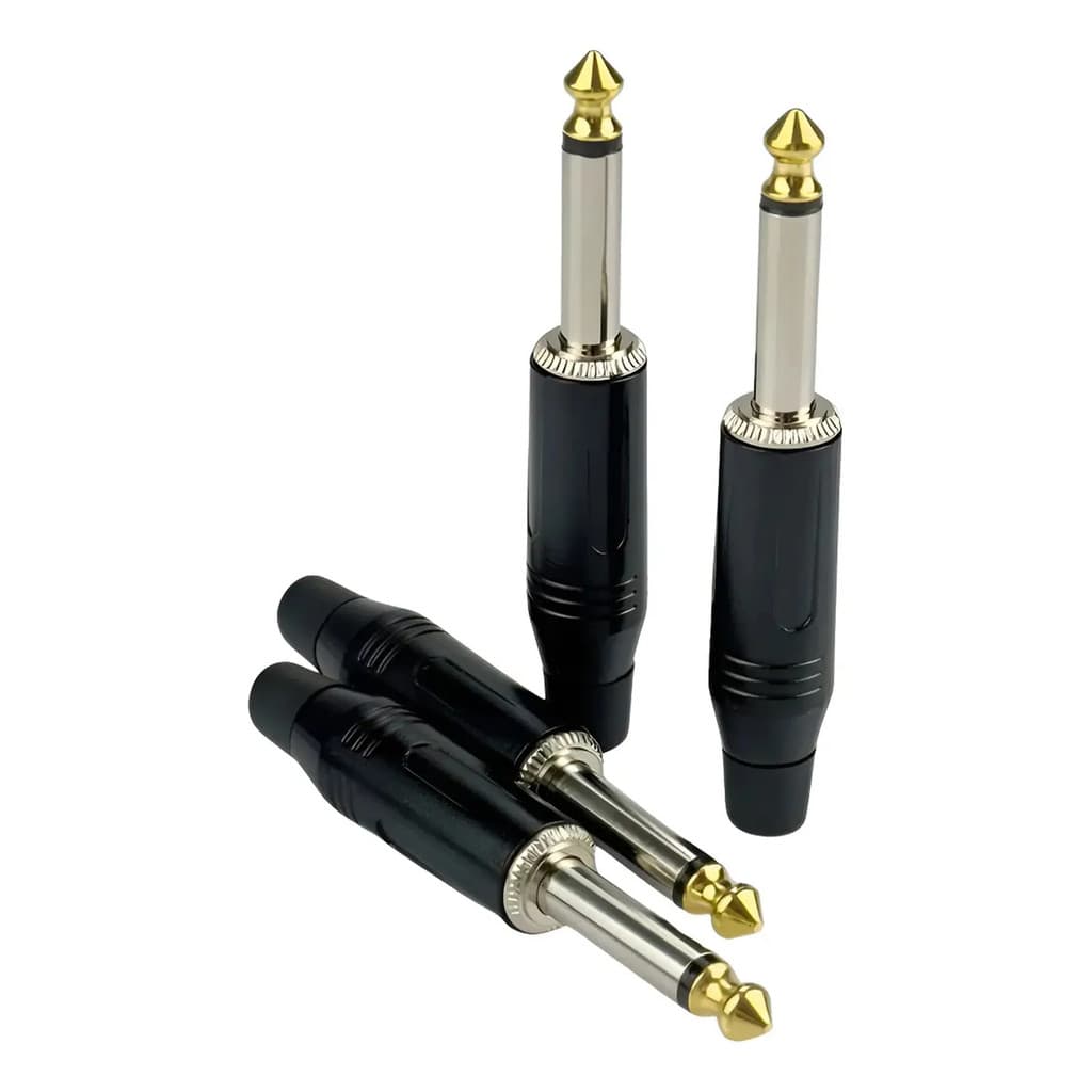 Conector Plug P10 Profissional Mono Preto Guitarra P/ Cabo