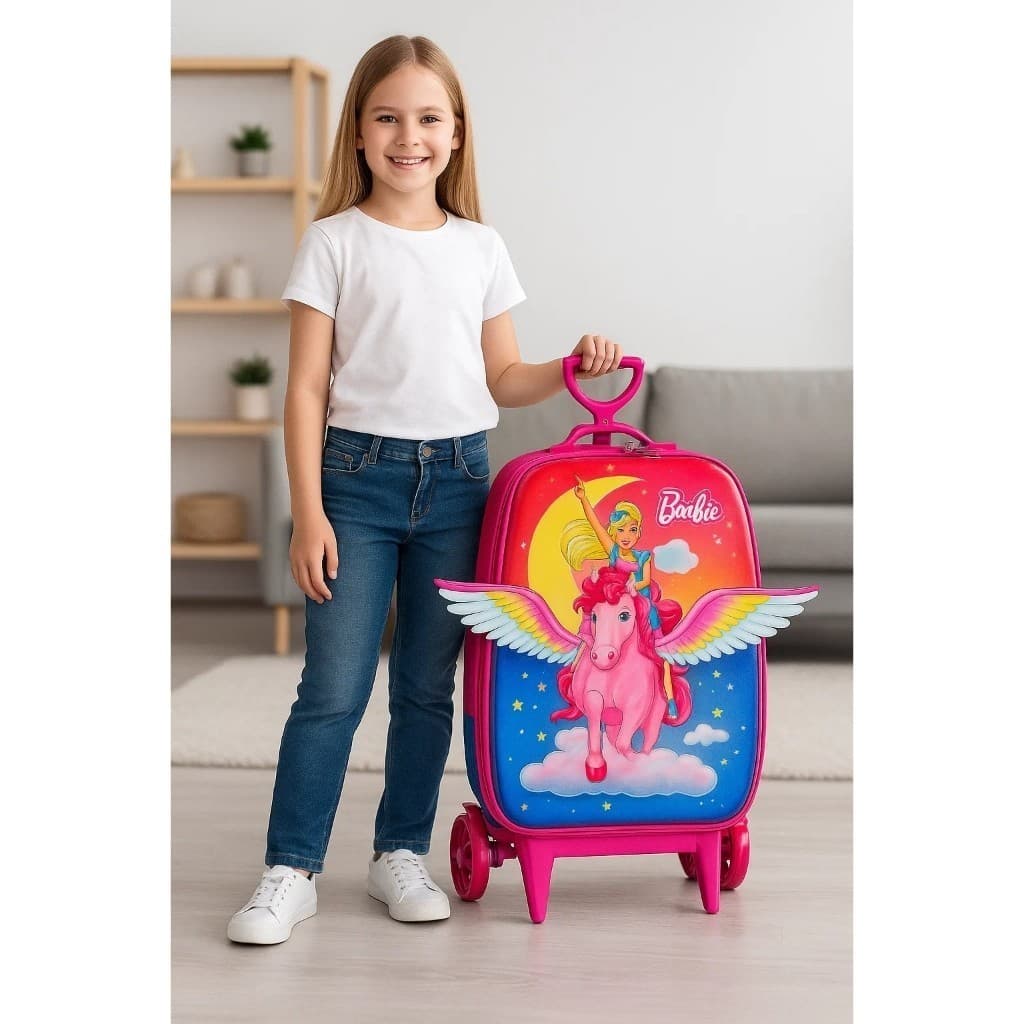 Mala Infantil Rosa com Rodinhas Personagem para Viagem