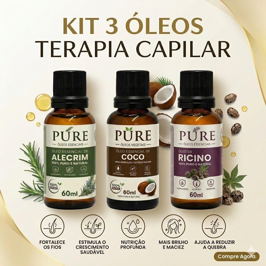 Kit Terapia Capilar Óleo de Coco + Alecrim + rícino 60ML