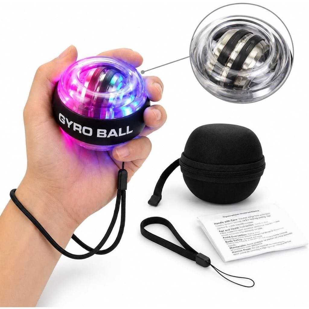 Bola De Pulso Atualizada , Exercitador De Mão Com Giroscópica De Partida Automática LED De Mudança De Cor De 6 Estágios