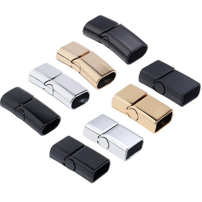 5 peças de fechos magnéticos de liga metálica com cantos redondos e quadrados, conectores de extremidade para cordão de