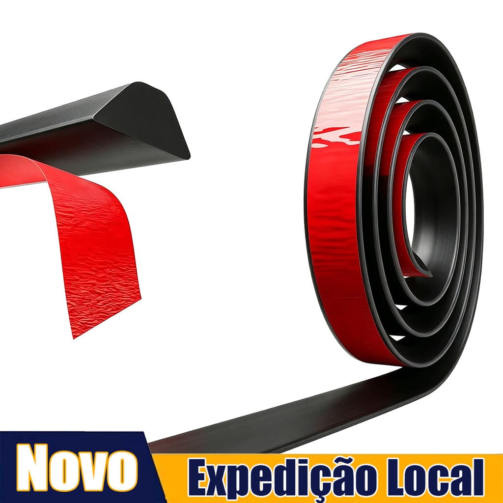 Barreira de Água 2m Preta TPE Trapezoidal Autoadesiva para Box Banheiro, Cozinha, Piso e Porta de Correr
