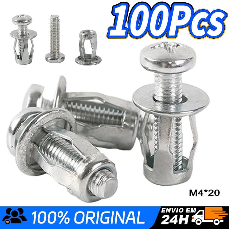100 Pcs M4x20mm Parafuso De Expansão Porca De Chapa De Ferro