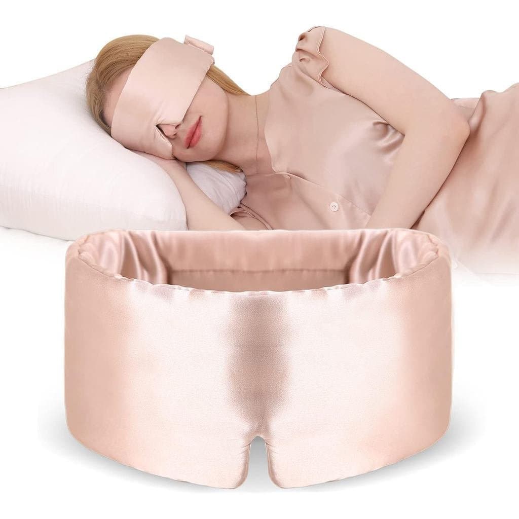 Máscara de Dormir de Seda - Máscara de Dormir Feminina 100% Seda, Antirrugas, Proteção para os Olhos, Ajustável, Adequad