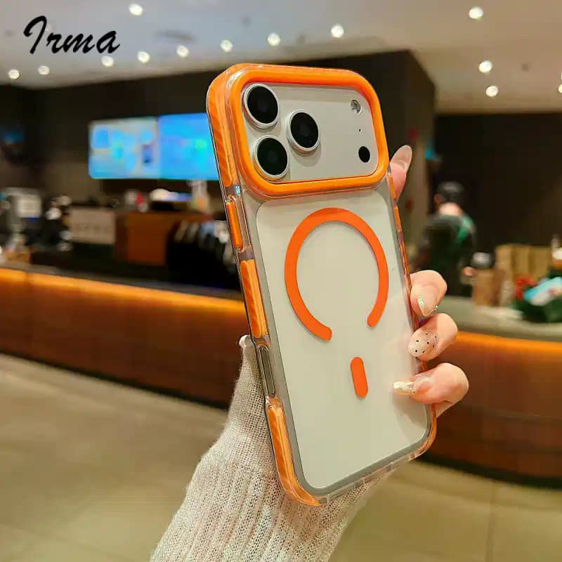 Nova Capa de Telefone Móvel de Acrílico Bicolor para iPhone 17 Air, Capa Protetora Transparente Três em Um 17 Pro Max, C