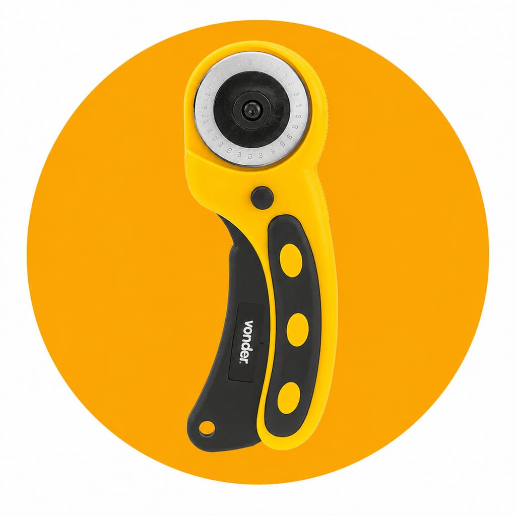 Estilete Circular Vonder Profissional Cortador 45mm Punho Emborrachado Para ArtesanatoTecido Costura Confecção Oficina