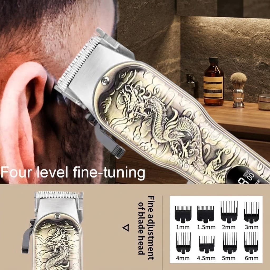 Maquina De Barba Acabamento Dragão Máquina Cortar Cabelo Sem Fio Smart LCD Aparador De Pelos Modelo Dragão Original