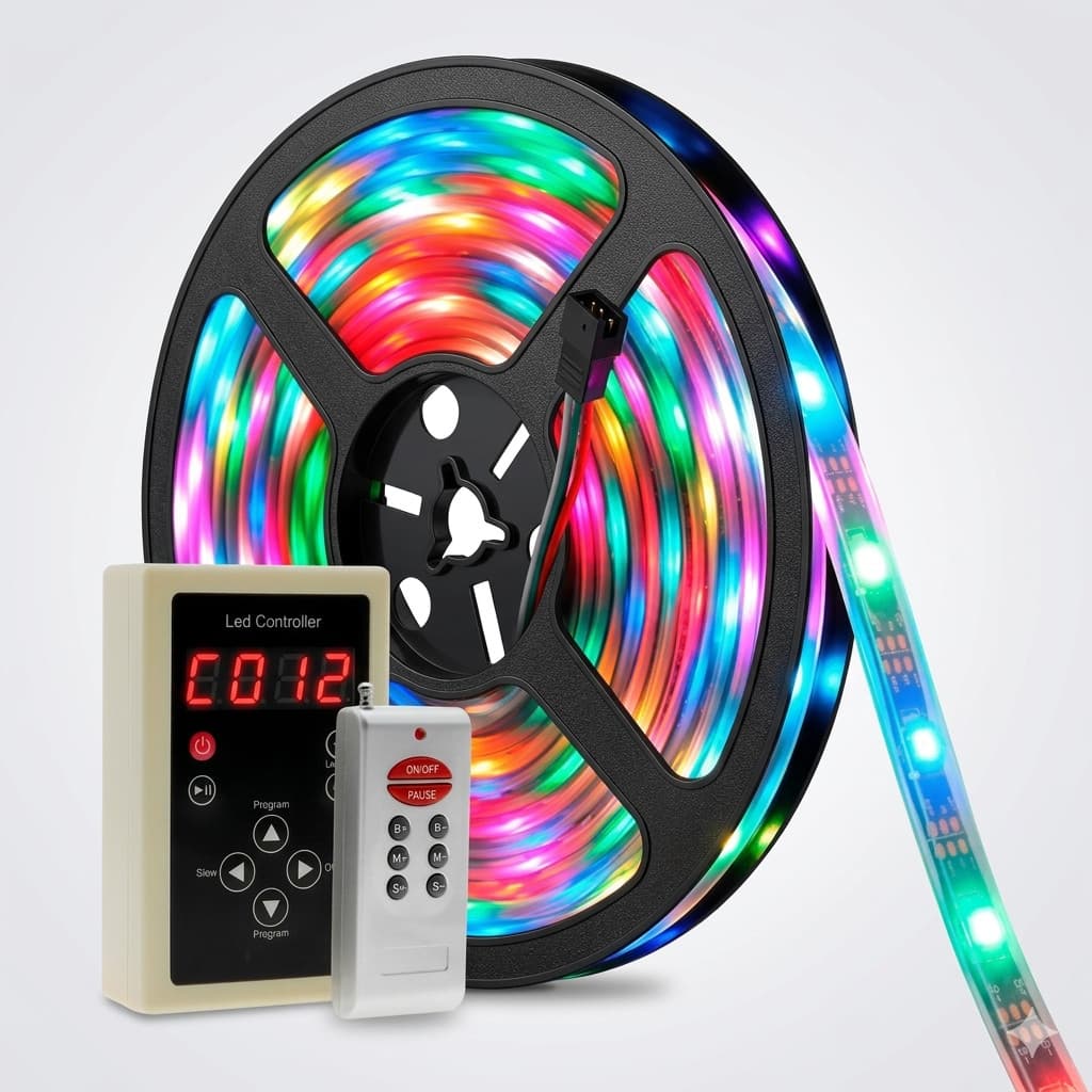 Fita LED 5M Digital 6803 RGB Com Controle 133 Efeitos Ip67 Tensão De Operação