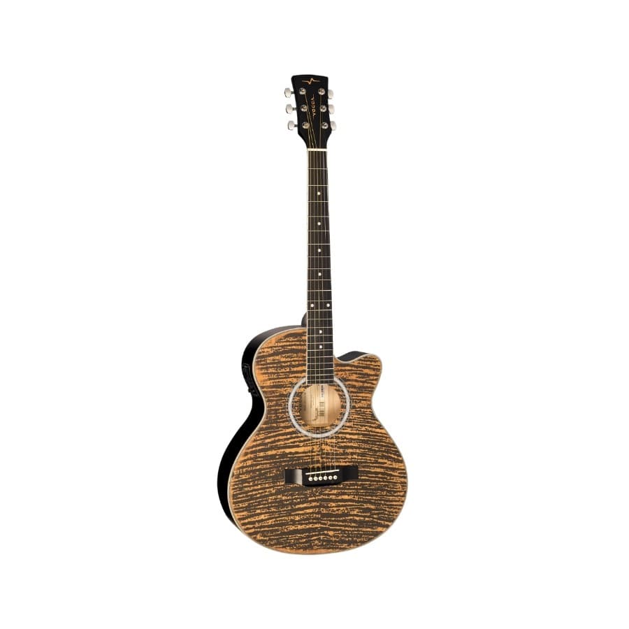 Violão Mini Jumbo Elétrico Vogga Mahogany Flamed Nylon VCE340