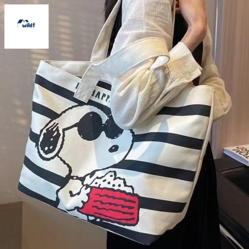 Bolsa De Ombro De Tecido Snoopy Cartoon Pattern-Para Trabalhadores De Escritório