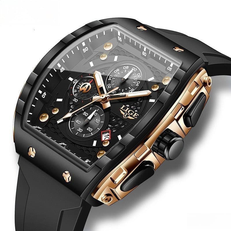 Relógio esportivo luminoso de quartzo com pulseira de Silicone à prova d'água de luxo da moda masculina