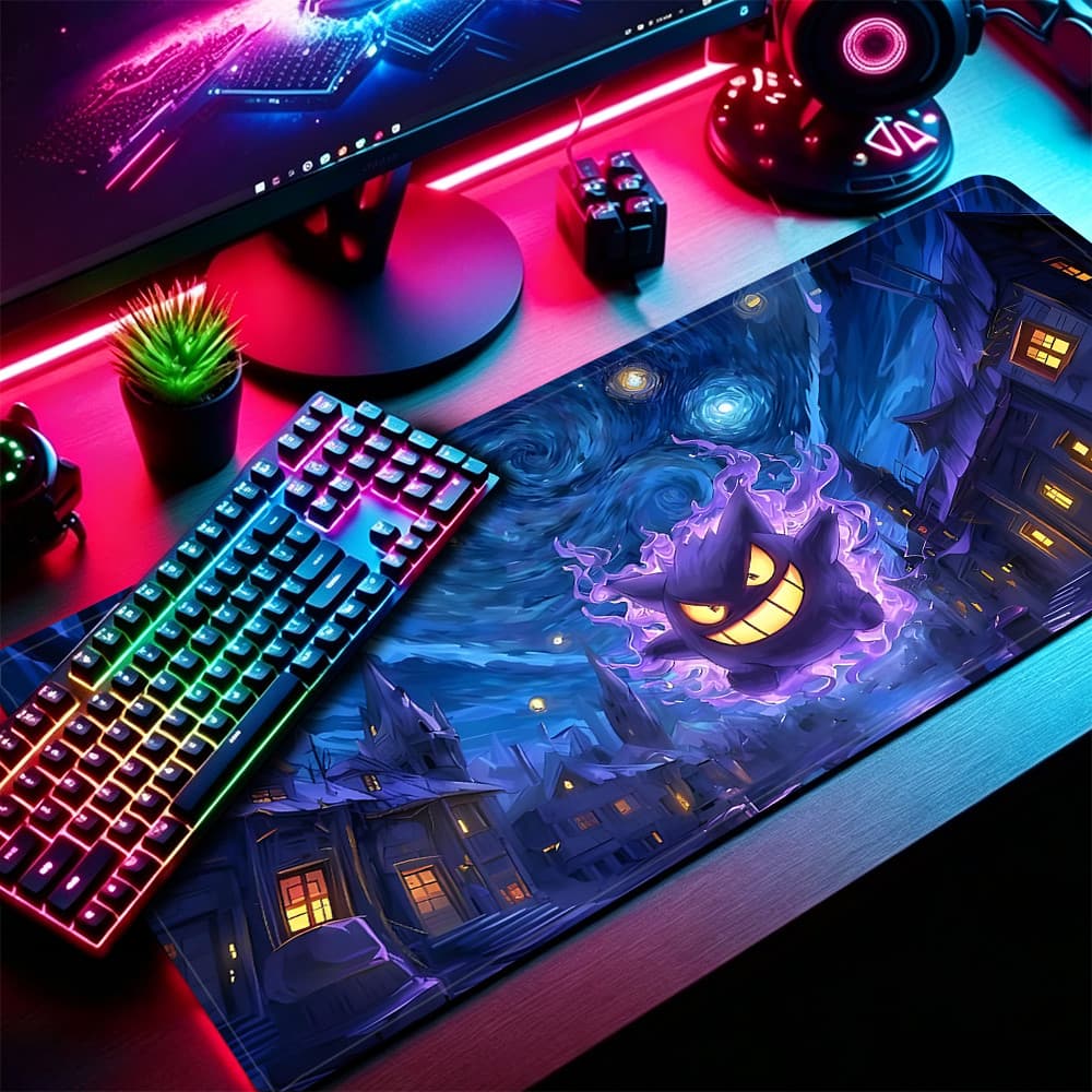 Grande Jogo Mouse Pad Antiderrapante 80X30 CM Impressões Personalizadas Mousepad Costurado Borda Gengar KK3