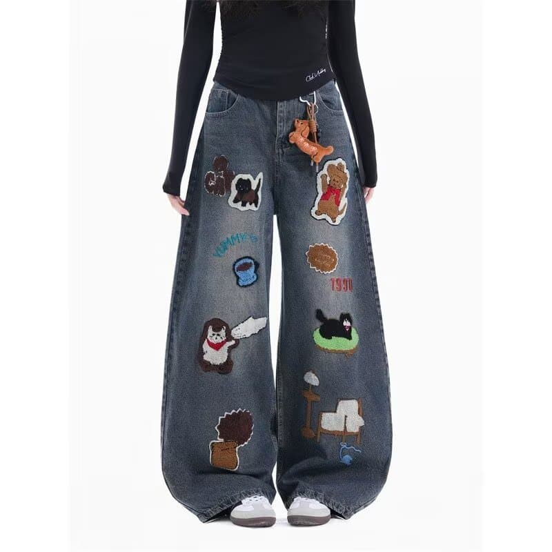 Estilo Hong Kong na moda masculina verão novo estilo 2026 carta única Jeans Hip Hop ins na moda High Street na moda rufi