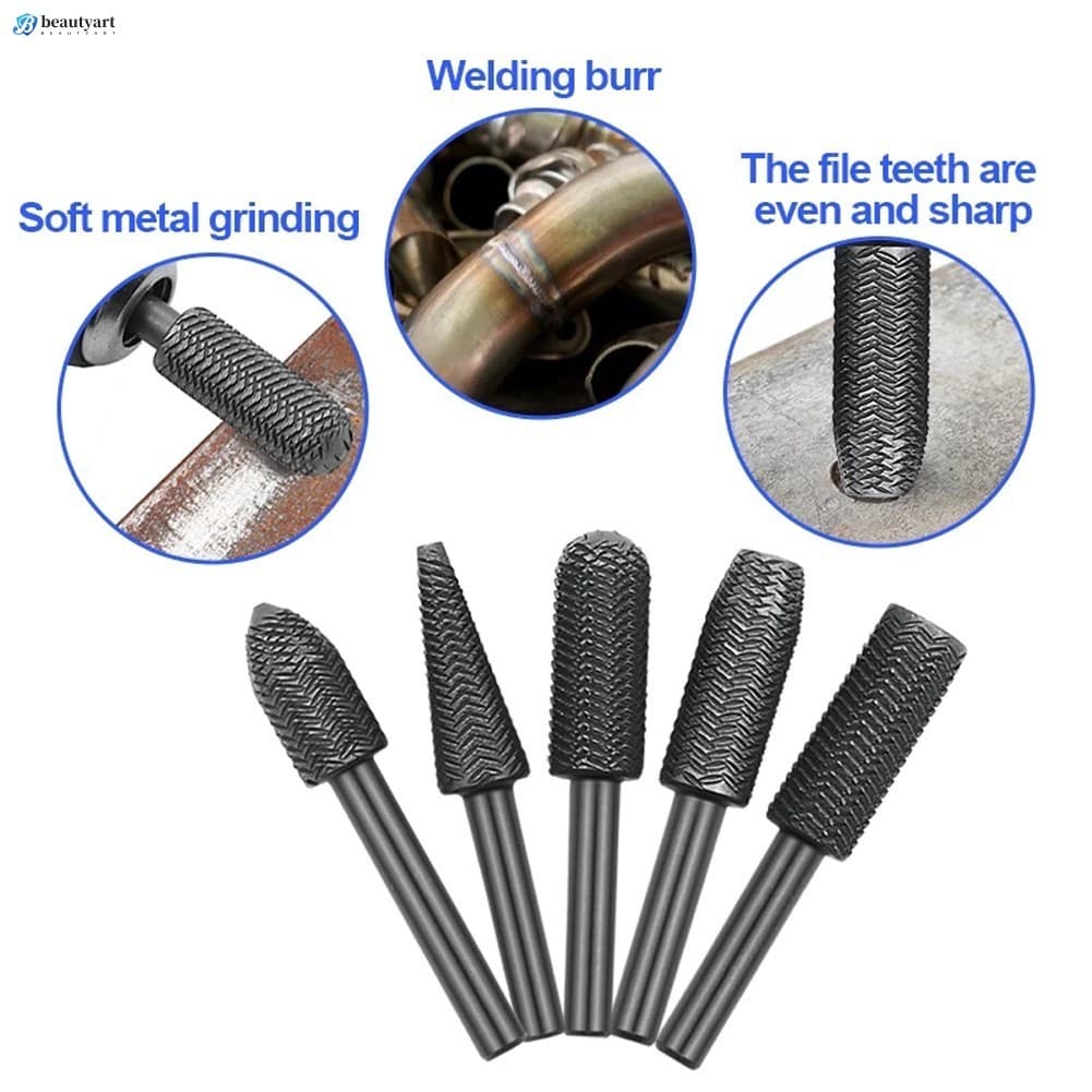 Conjunto De Arquivo De Raspa Rotativa De Aço De 5 Unidades-Ferramenta De Rebarba De Moagem De Haste De 6 Mm Para Roteado