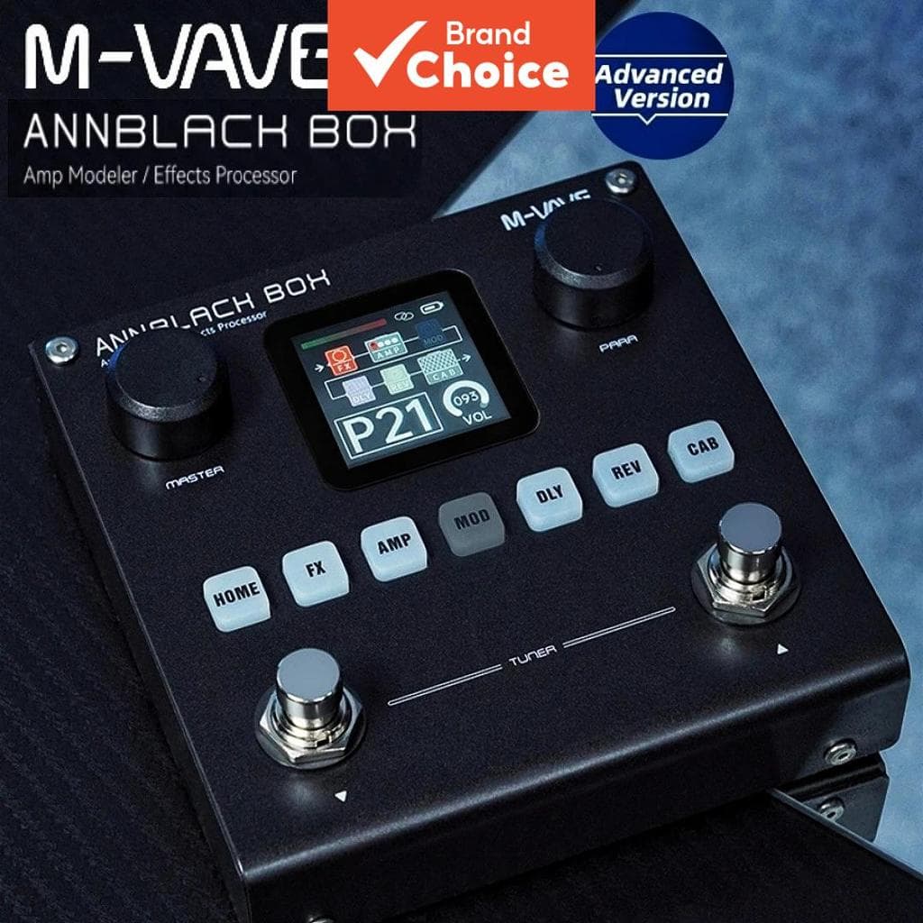 M-VAVE Annblackbox Pedal de Multi-Efeitos Blackbox – Simulador de Amp Guitarra/Baixo com 80 Presets Editáveis, 6 FX e