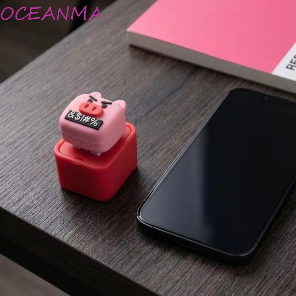 Chaveiro Com Botão De Porco Rosa OCEANMA , Teclado De Som Emissor De Juramento , Silenciador