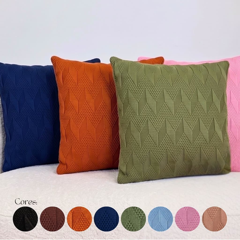 capa almofada tricot 45x45 decorativas sofa cama texturizada 3d decoração premium elegante