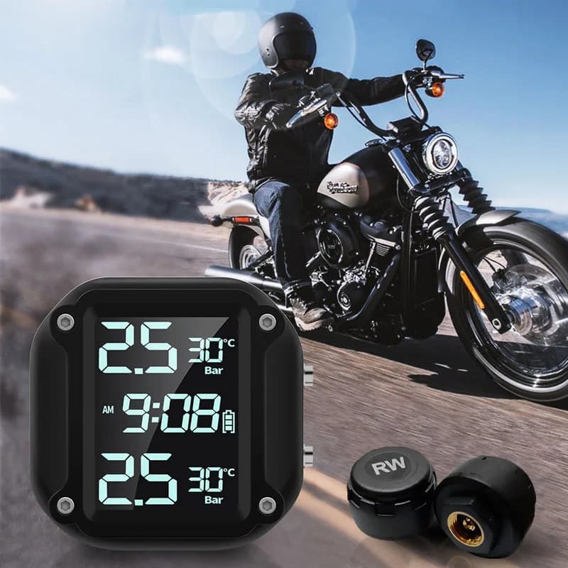 M5 Monitor De Pressão Dos Pneus Da Motocicleta Sem Fio TPMS Display Digital Sensor Externo Detector