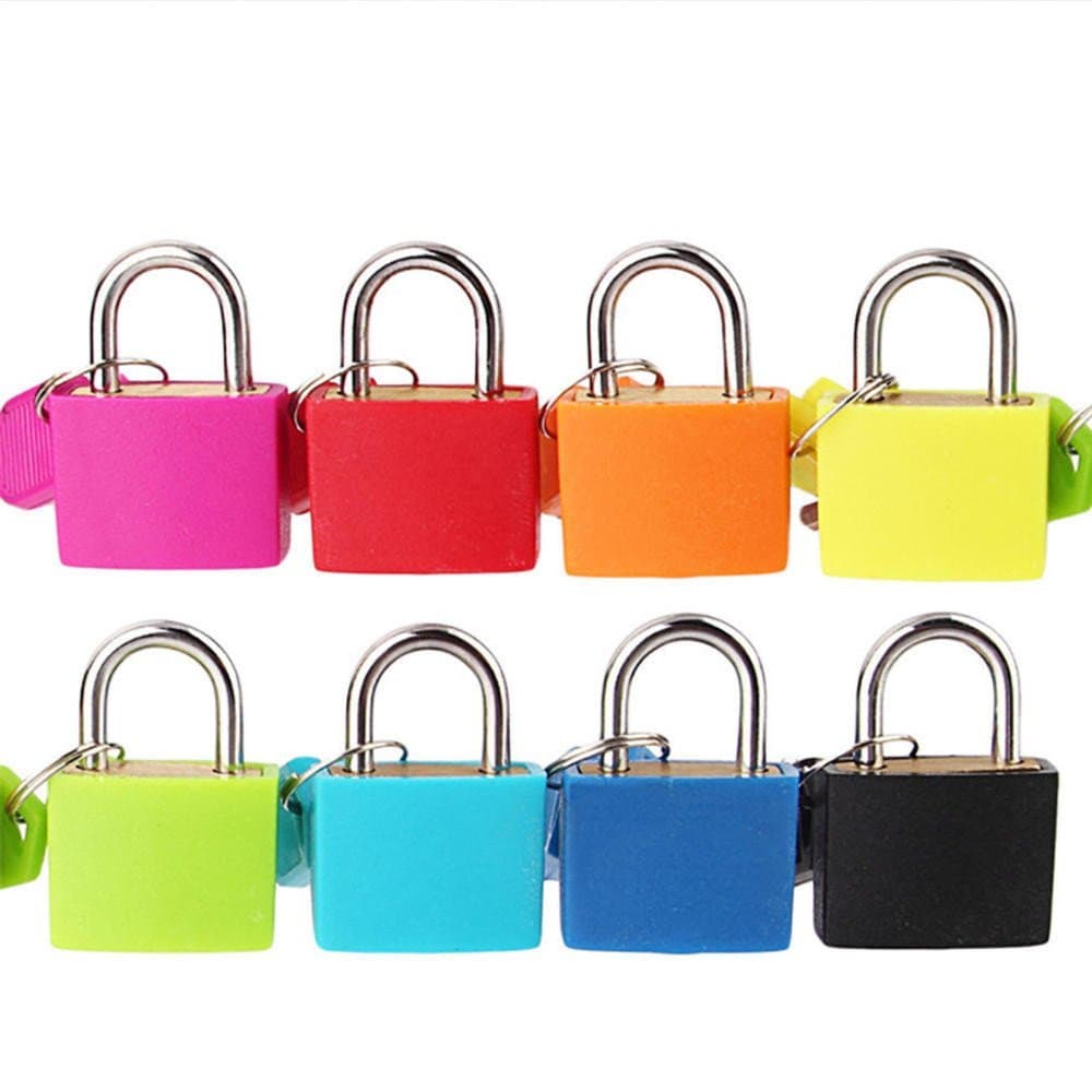 Mini cadeado para bagagem, colorido, equipado com chave de viagem, segurança antirroubo 2