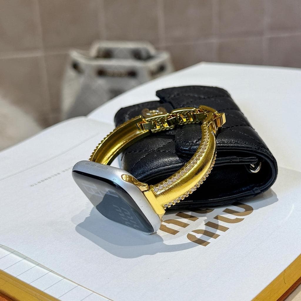 Mulheres De Luxo Fino Curvo Strass Incrustação Metal Pulseira Relógio Universal 18 20 22mm Conector Bling Cristal Substi