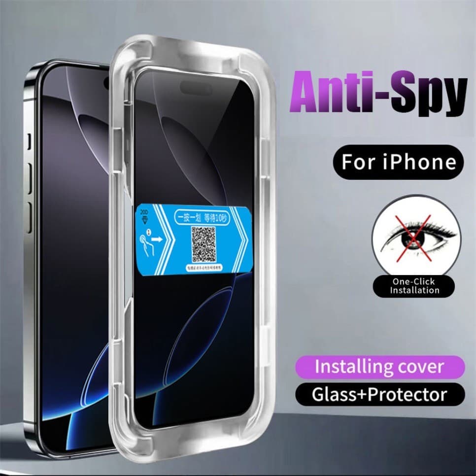 Fácil Instalação Cobertura Completa Anti-Espião Protetor De Tela De Vidro Temperado Para iPhone 17 Pro Max 16 15 14 Plus