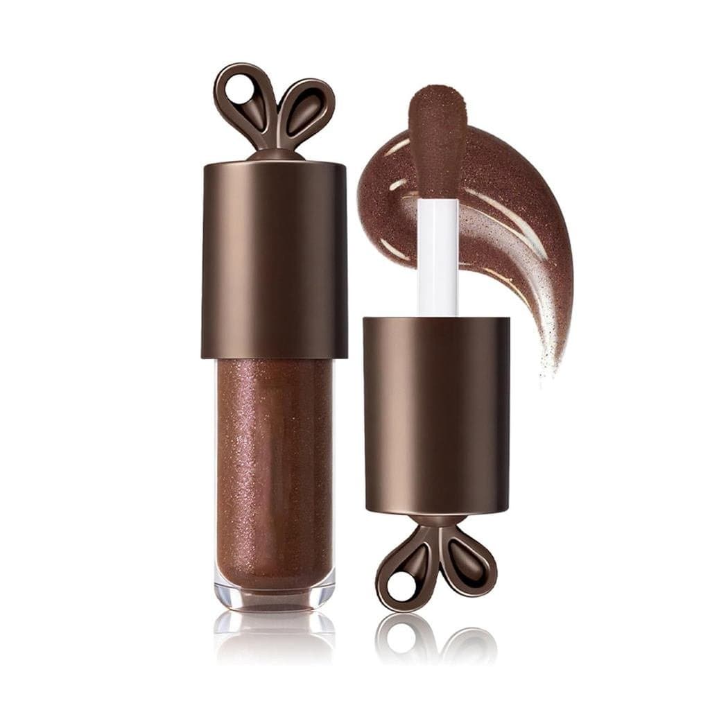 Brilho labial de alto brilho, óleo labial hidratante, gloss labial cor chocolate, cor labial não pegajosa, hidrata e cri