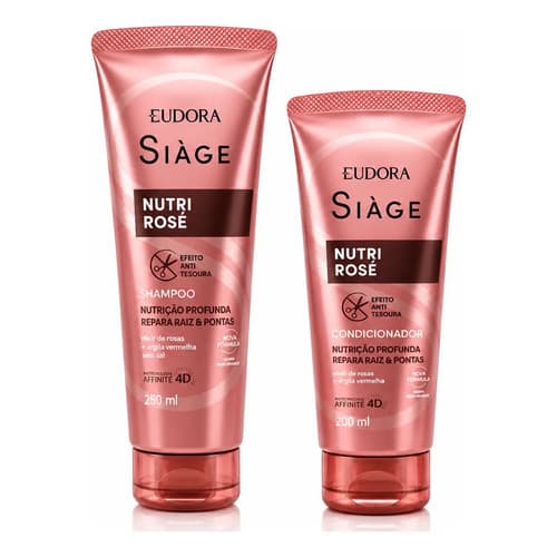 Kit Nutri Rose Shampoo E Condicionador Eudora Siáge Nutrição