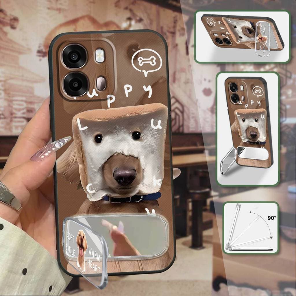 Capa De Telefone À Prova D'água 3D Para OPPO A6S Global Phone Bolsa Pelúcia De Choque Anti-knock Pano Patch Suporte Espe