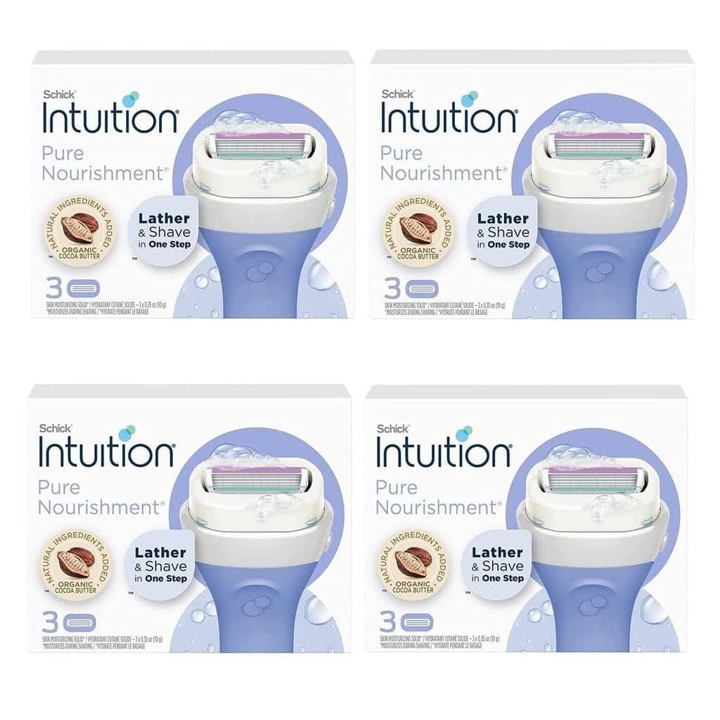 Refis para Lâmina de Barbear Feminina Schick Intuition Pure Nourishing Organic Cocoa Butter, Pacote com 12 Unidades FR76