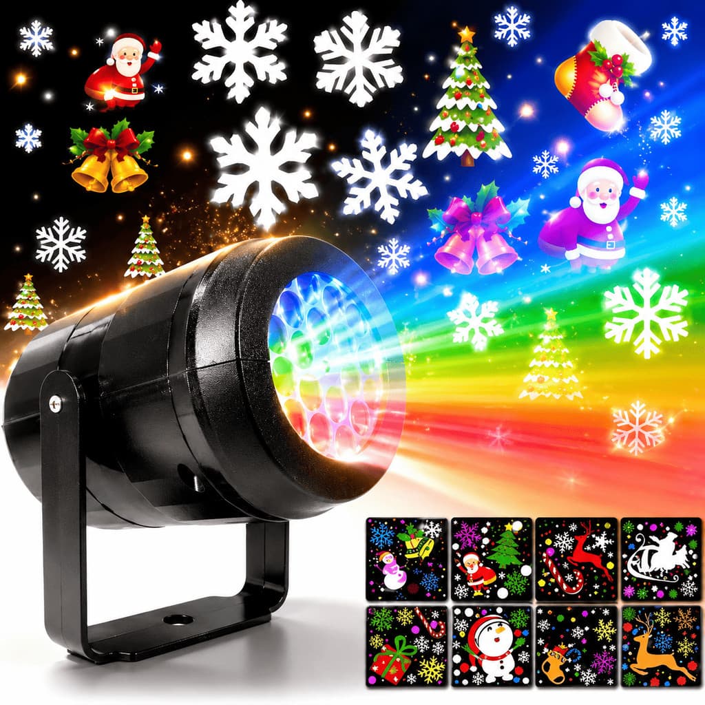 Projetor Natalino Refletor Prova D'agua Varios Desenhos Natal Led Laser Decoração Luz Colorida Lâmpada Oferta Top 12W