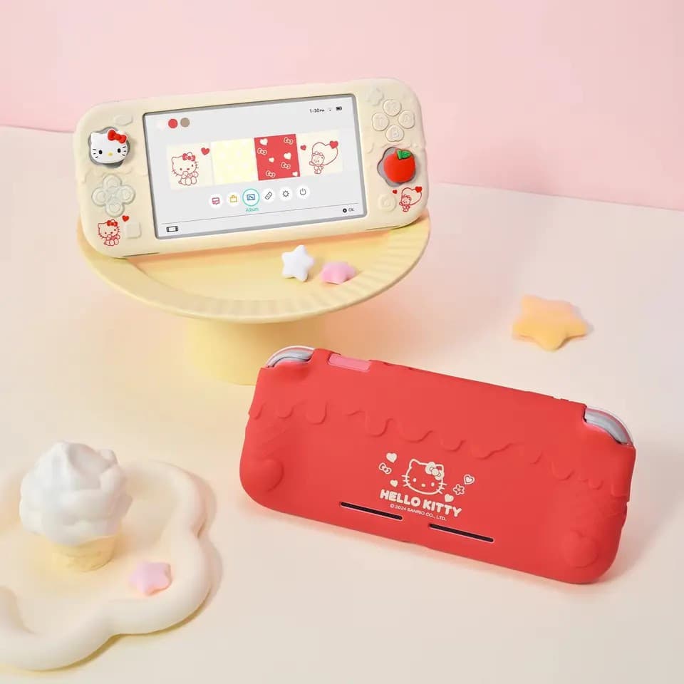 Novo Nintendo Switch Lite Silicone Capa Protetora Olá Kitty Kuromi Cinnamoroll Anime Design Casca Macia Conjunto Complet
