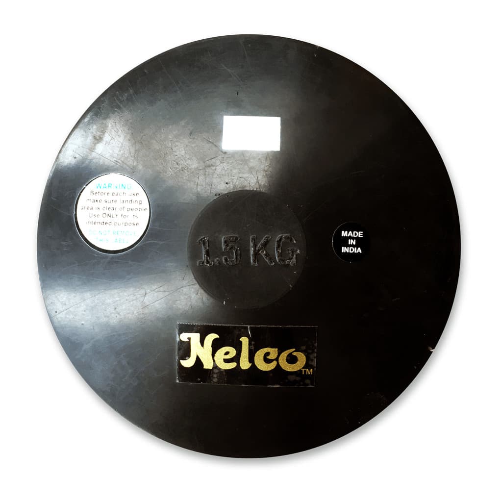 Disco de Atletismo de Borracha para Lançamento de 1,5KG - NELCO - Preto Borracha Maciça Treinamento