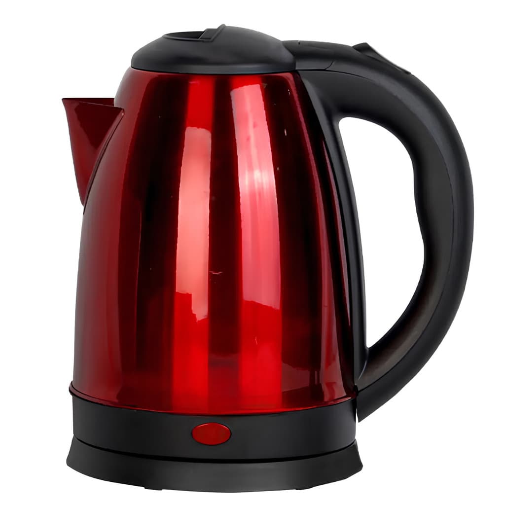 Chaleira Elétrica Inox 2 Litros 1000W Vermelha 220V Base 360° Desligamento Automático Rápida para Café e Chá