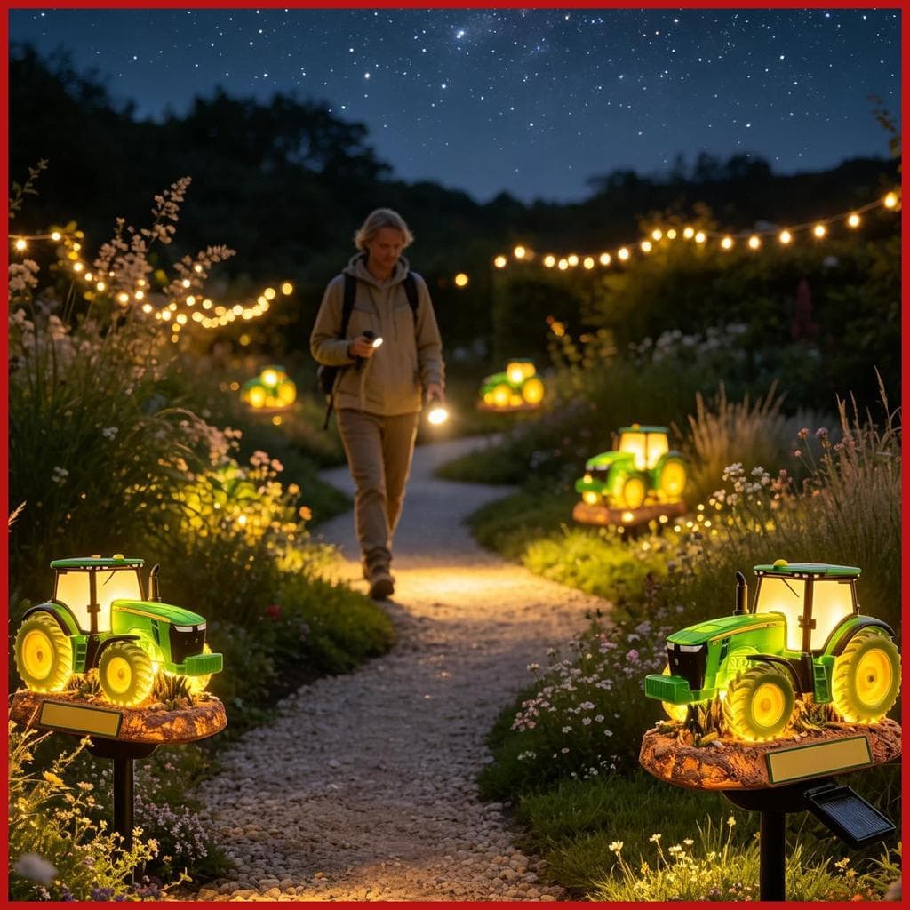 Luz Solar Para Estaca De Jardim , À Prova D'água , Liga/Desliga Automática , Lâmpada Decorativa Em Formato De Trator De