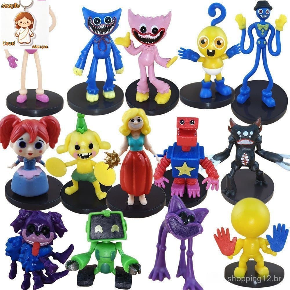 Conjunto de 14 Figuras de PVC Poppy Playtime , Brinquedos de Personagens Huggy Wuggy e Monstro de Salsicha