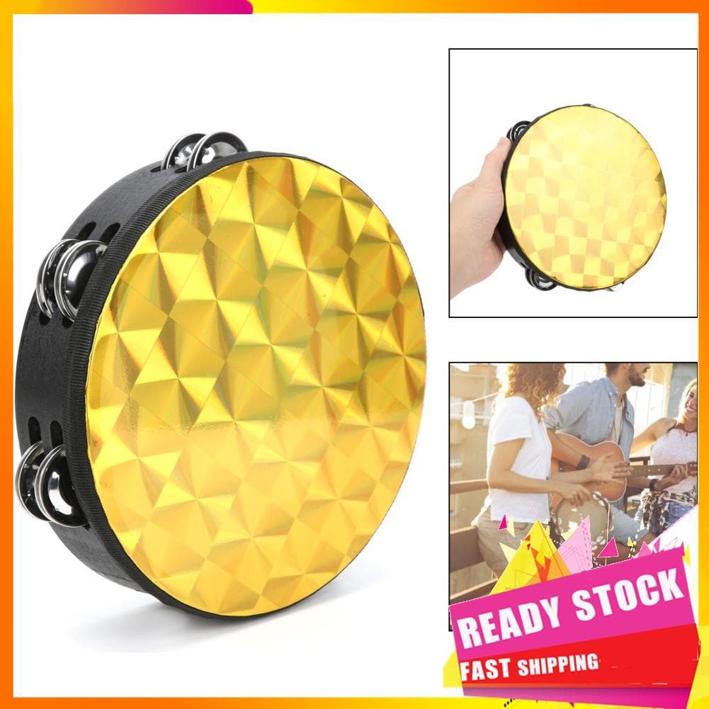 Gfgfgfgg Alomejor pandeiro de mão colorido de fileira dupla, pandeiro de mão de 8 polegadas, pele de tambor de