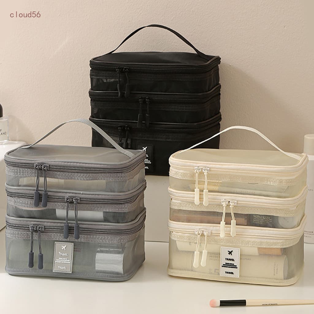 BH Mesh Higiene Pessoal Bolsa Viagem Portátil Grande Capacidade 3 Camadas Maquiagem Cosméticos De Armazenamento Para Cui