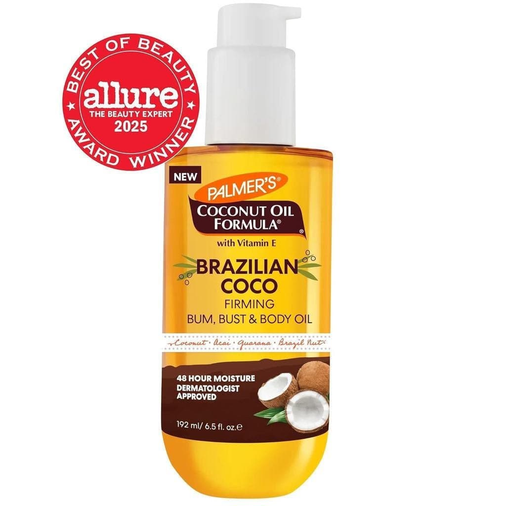 Óleo Corporal Firmador de Coco Brasileiro Palmer's, com Vitamina E, 6,5 fl oz, ajuda a firmar e modelar a pele dos glúte