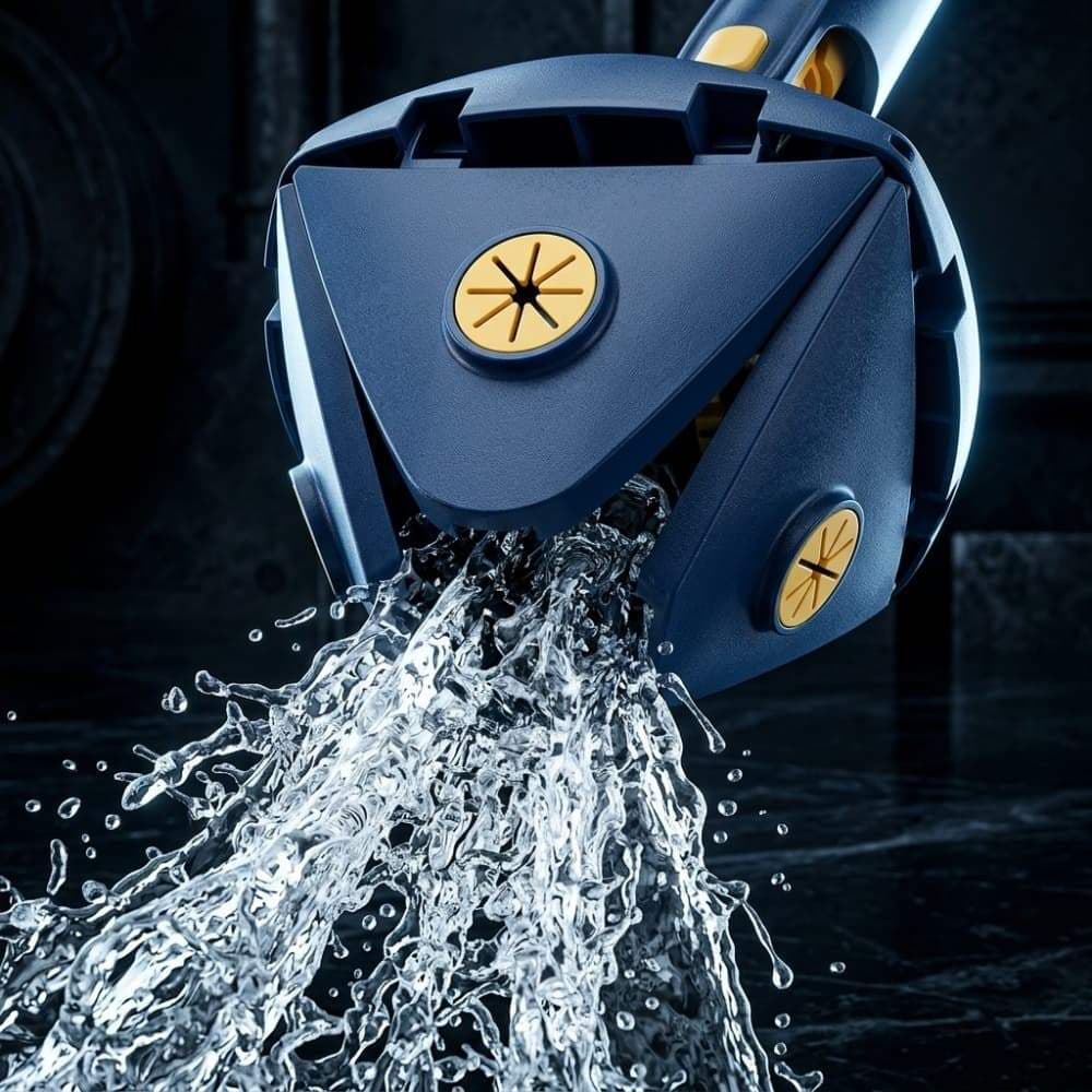 Esfregão Mop Triangular Giratório 360º Ajustável 130cm Limpeza de Cantos Teto Paredes Prático Eficiente Microfibra Macia