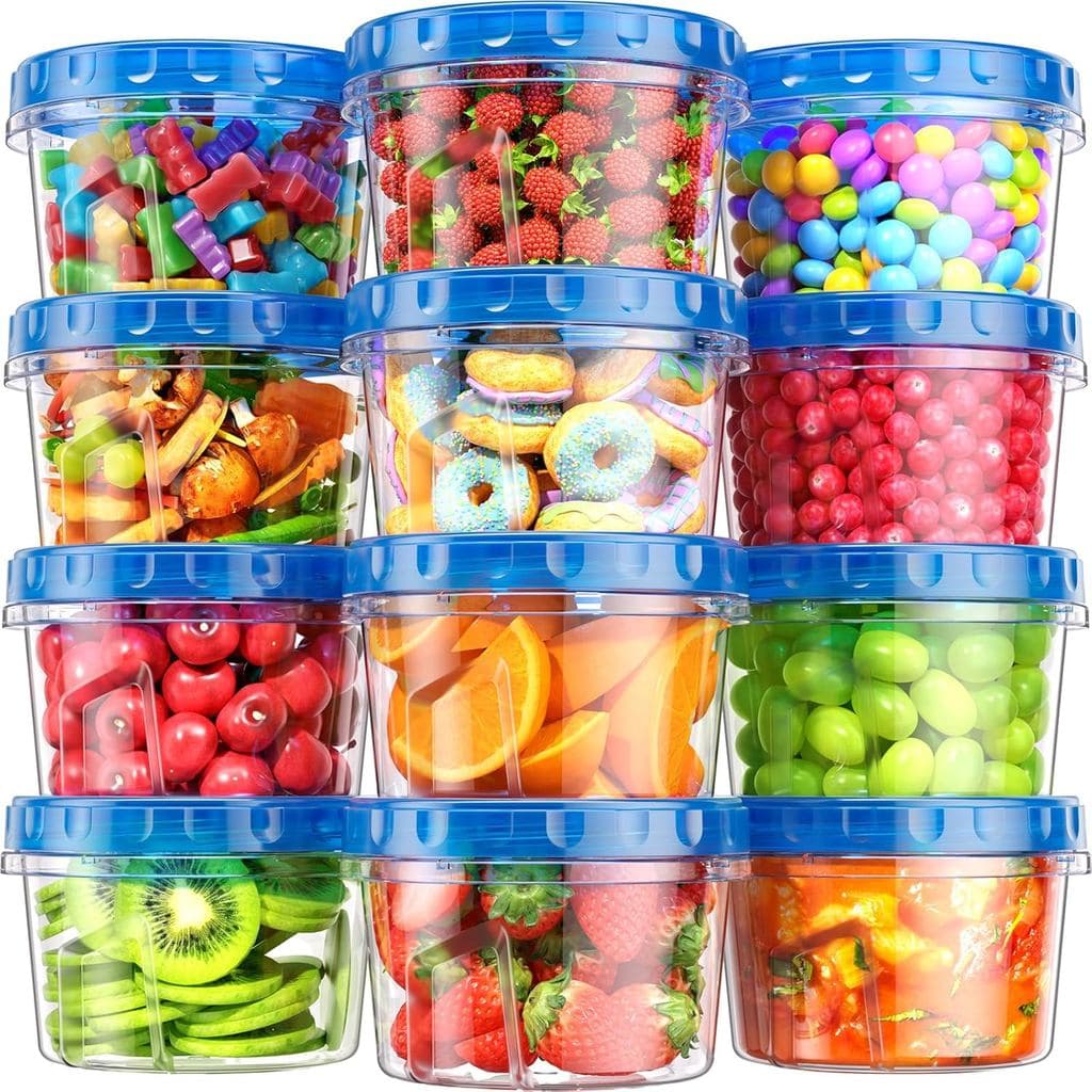 BiuLeon 12 Unidades - Recipientes de Armazenamento para Freezer de 17oz, Recipientes de Plástico para Armazenamento de A