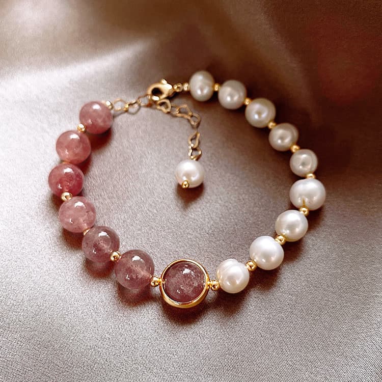 Pulseira de pérolas de água doce estilo francês para mulheres, estudantes e melhores amigas, joia simples e exclusiva LK