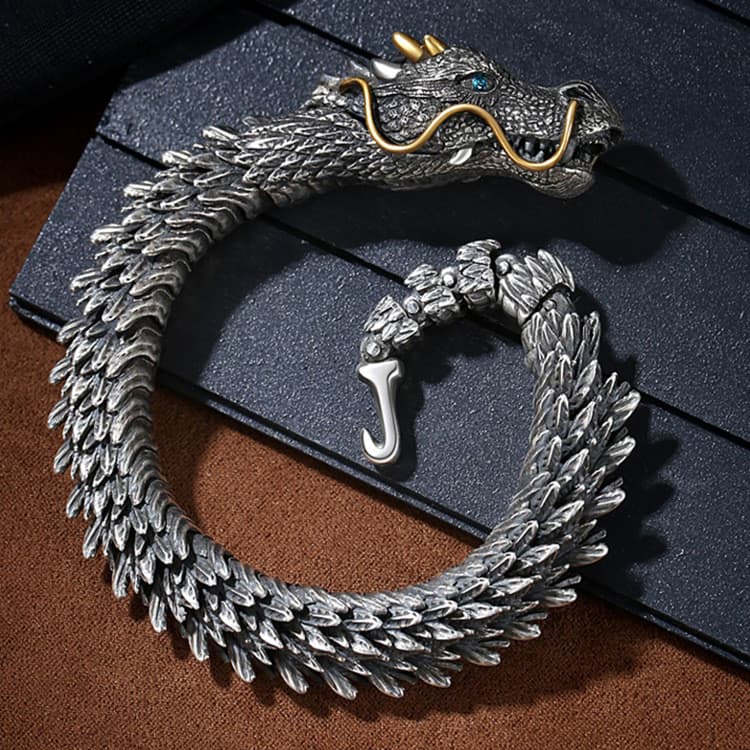 A nova pulseira de dragão da Wulin para homens, uma pulseira masculina imponente com um design de dragão moderno e minim