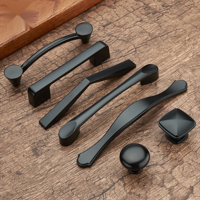 Puxador de Armário Minimalista Americano, Puxador de Porta de Armário Preto de Furo Único, Puxador de Gaveta em Liga de