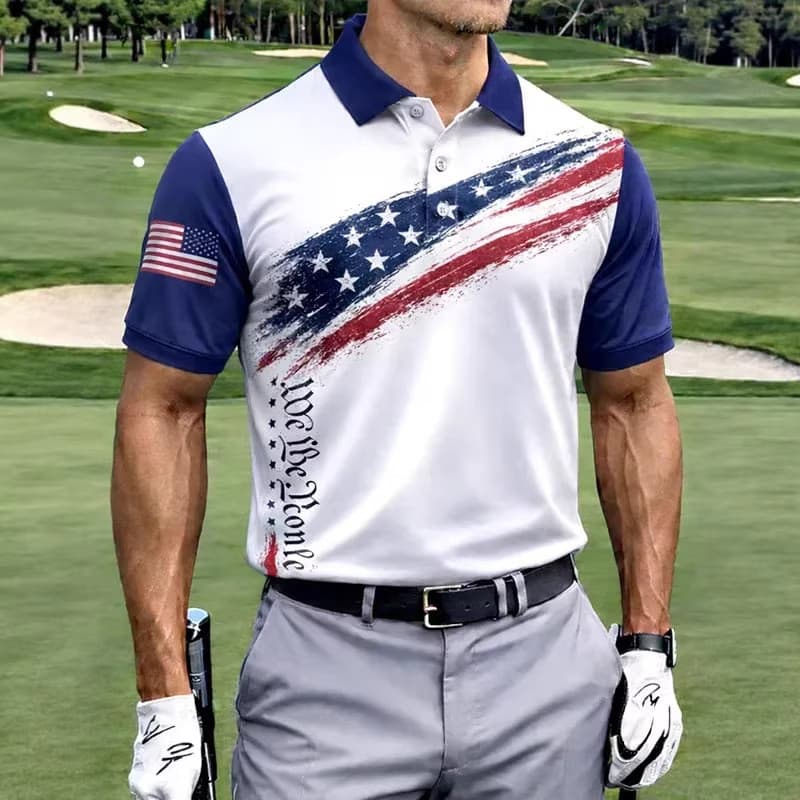 2026 estação independente transfronteiriça verão masculino Casual lapela camisa polo 3D impressão Digital camisa polo ma